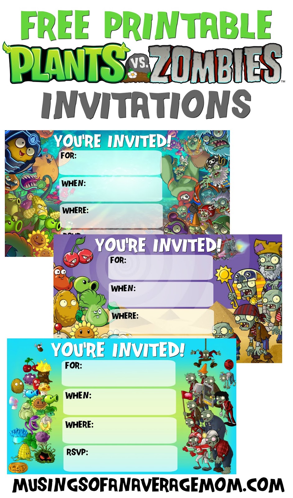 Musings of an Average Mom: Plants vs. Zombies Invitations